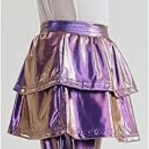 Girls Purple Iridescent Ruffle Skirt Kids Shiny Sparkle Size 7